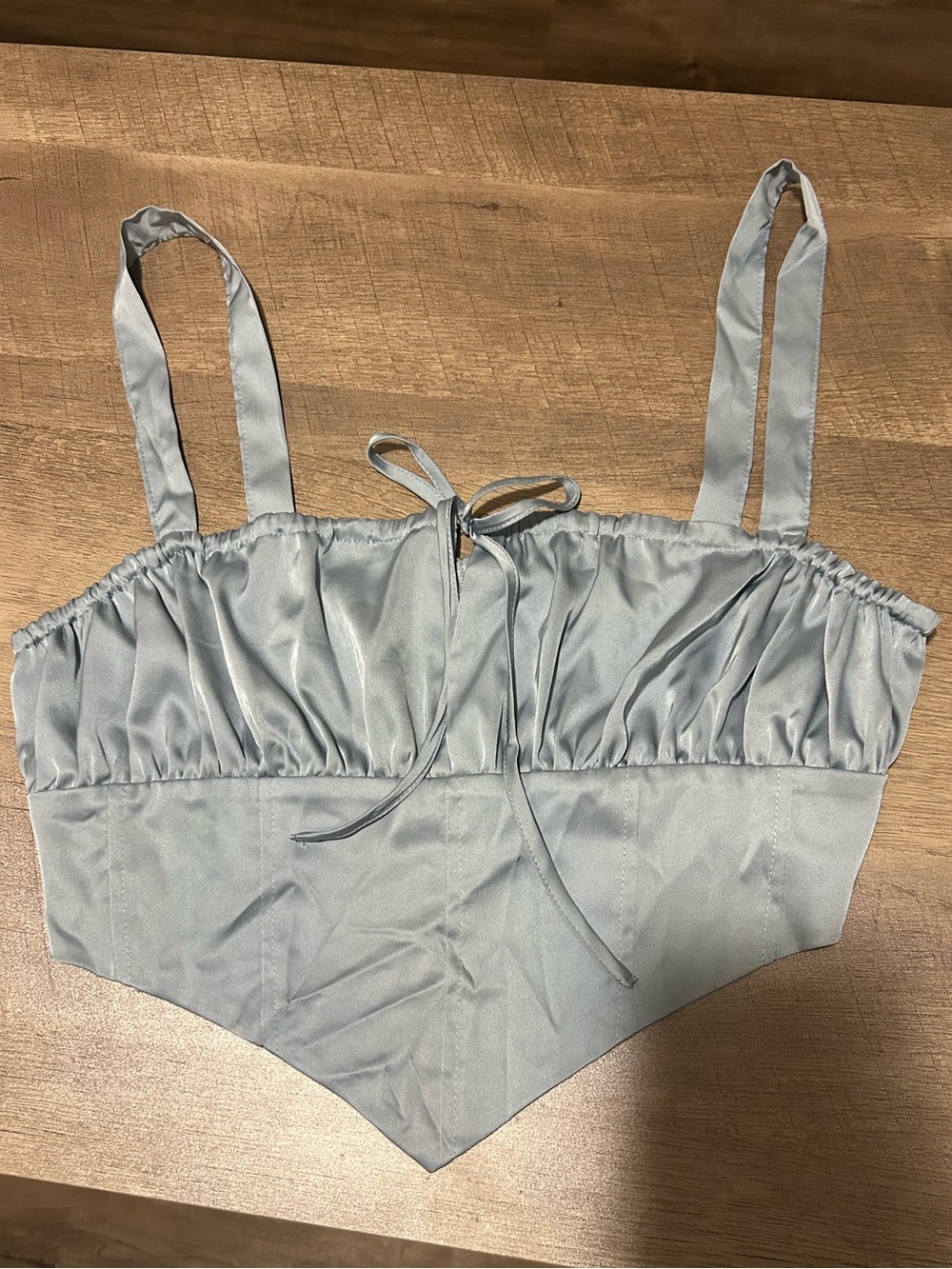 Forever 21 Women's Light Blue Satin Crop Cami Top- Size Medium